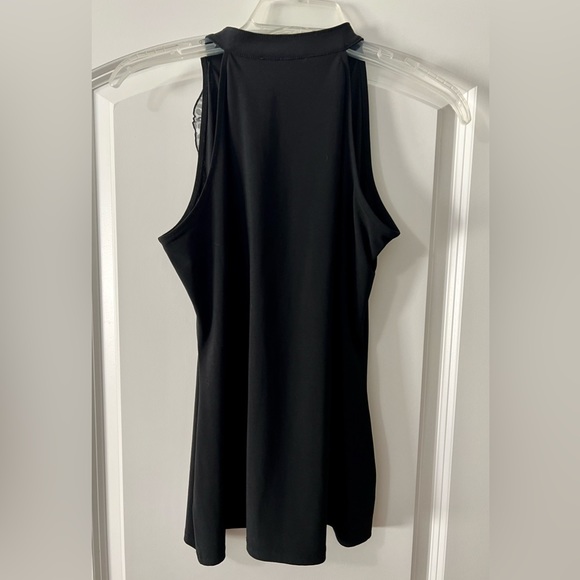 WHBM - Black Sleeveless V-Neck With Animal Print Ruffle - Size Medium - Picture 6 of 9